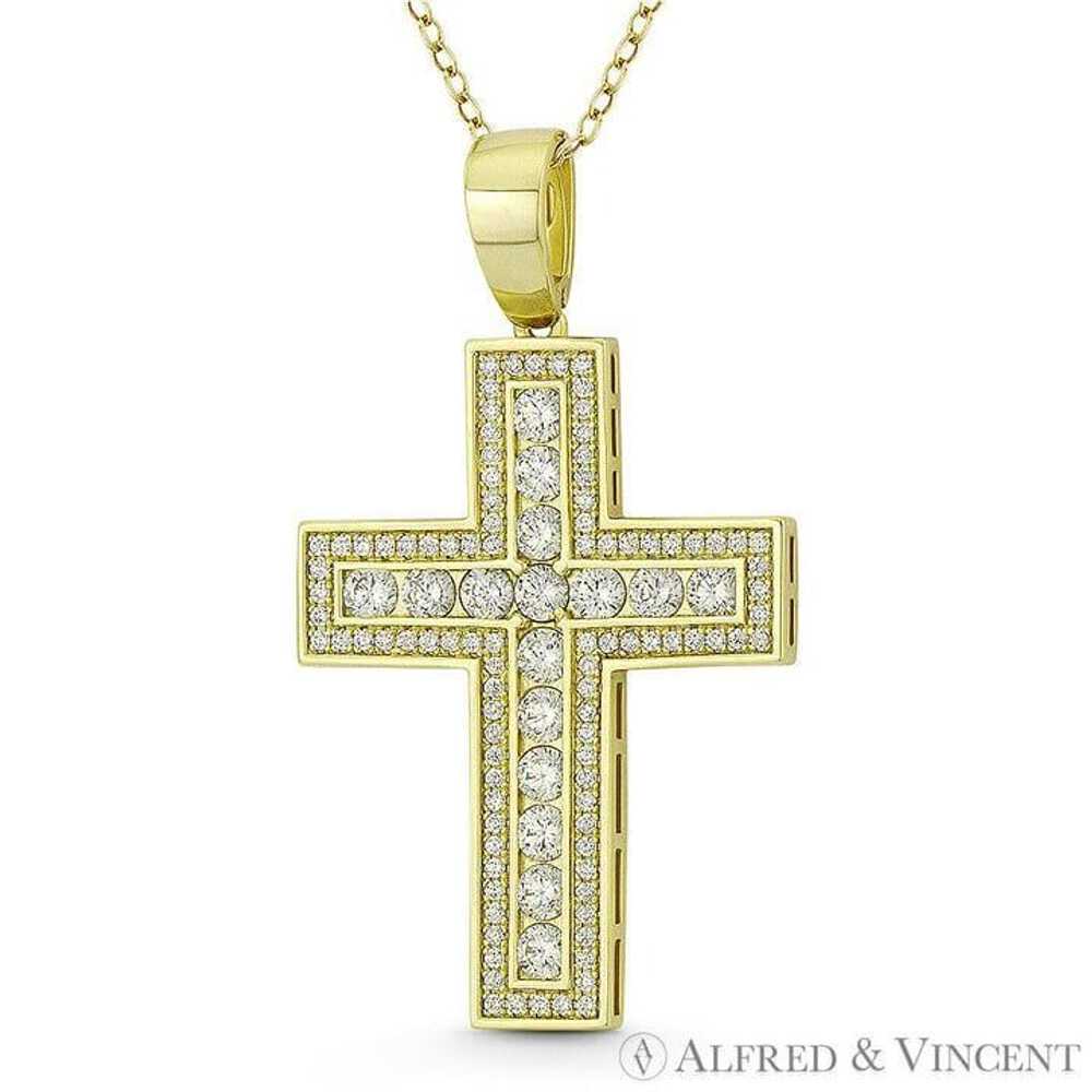 Other Lg. Latin Crucifix Cross Cubic Zirconia .92… - image 1