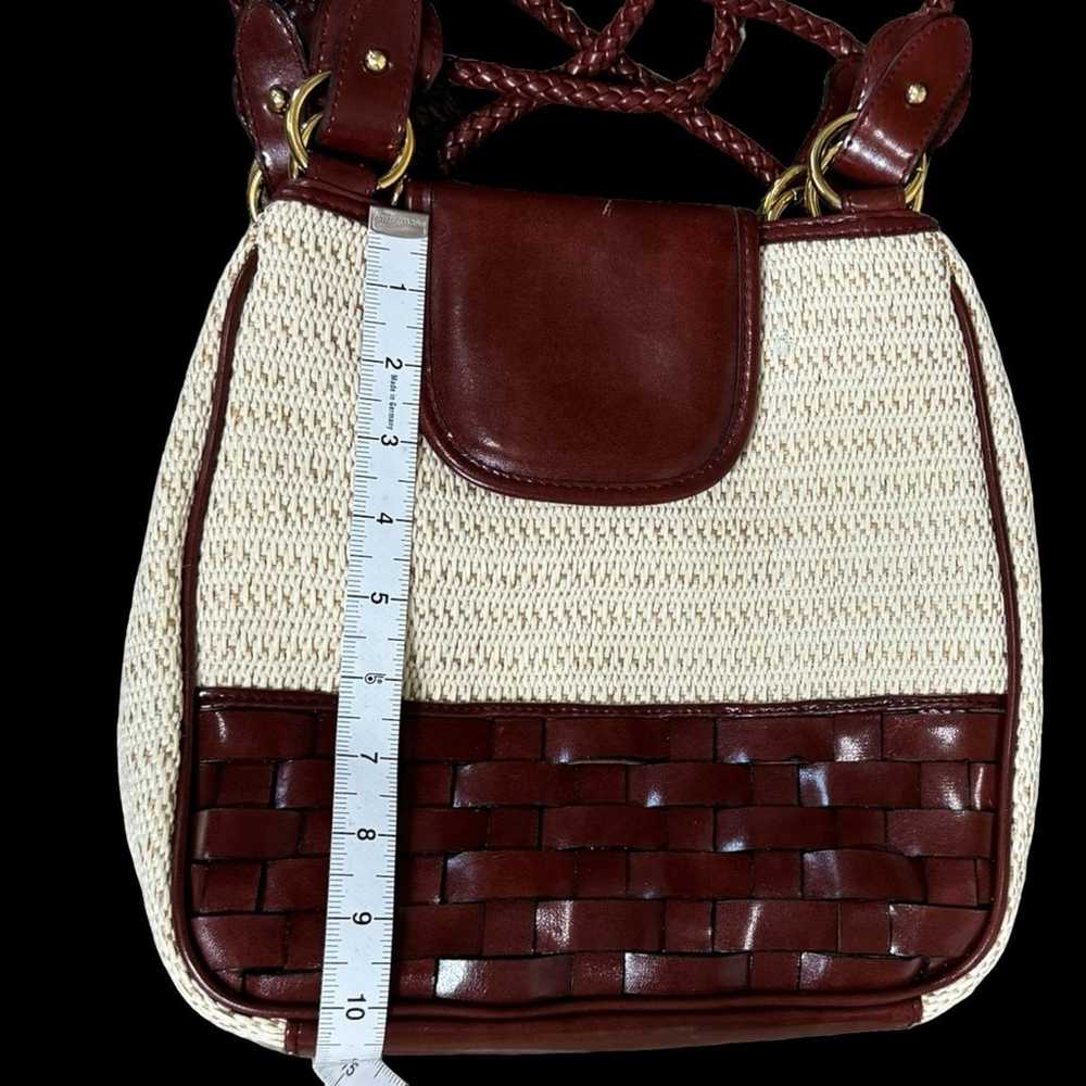 Vintage leather woven wicker  burgundy leather cr… - image 12