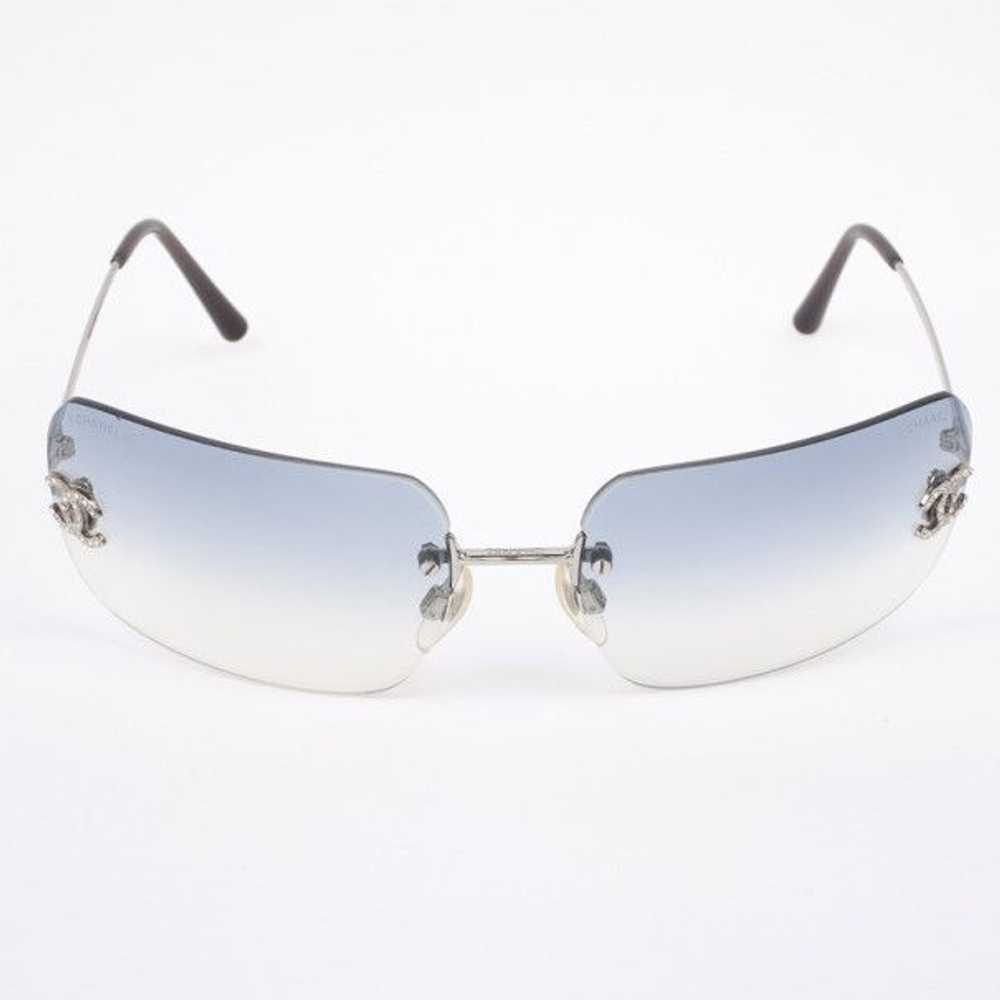 Chanel Chanel CC Logo Silver Blue Tinted Rhinesto… - image 3