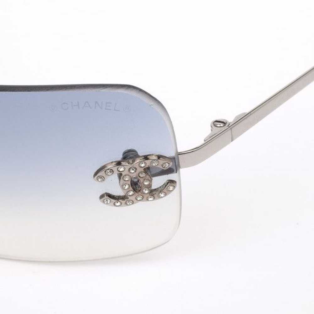 Chanel Chanel CC Logo Silver Blue Tinted Rhinesto… - image 4