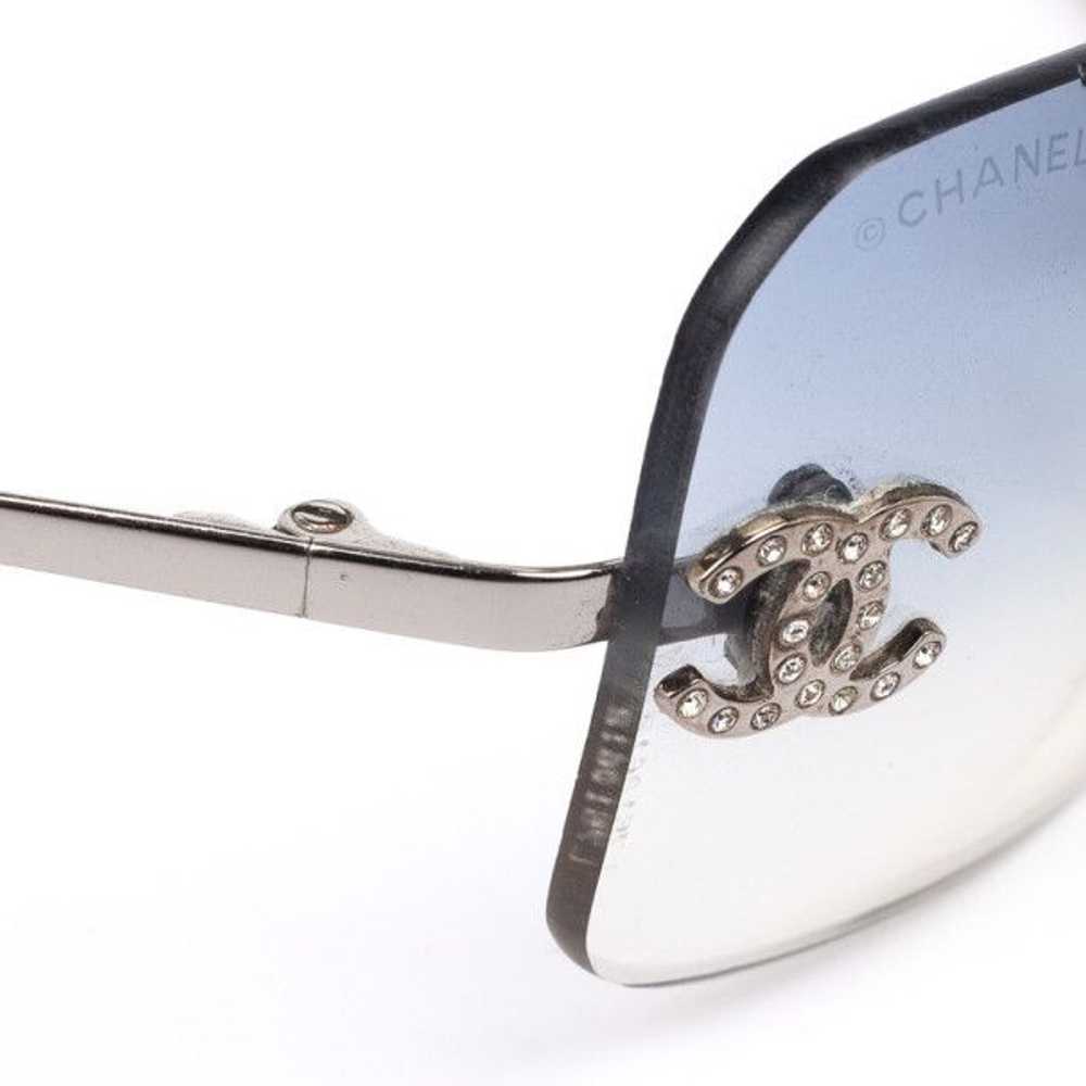 Chanel Chanel CC Logo Silver Blue Tinted Rhinesto… - image 5