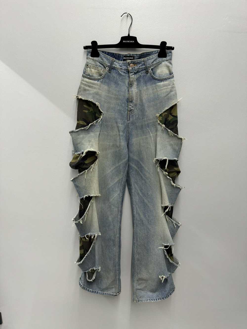 Balenciaga FW21 SLASHED CAMO DENIM JEANS - image 1