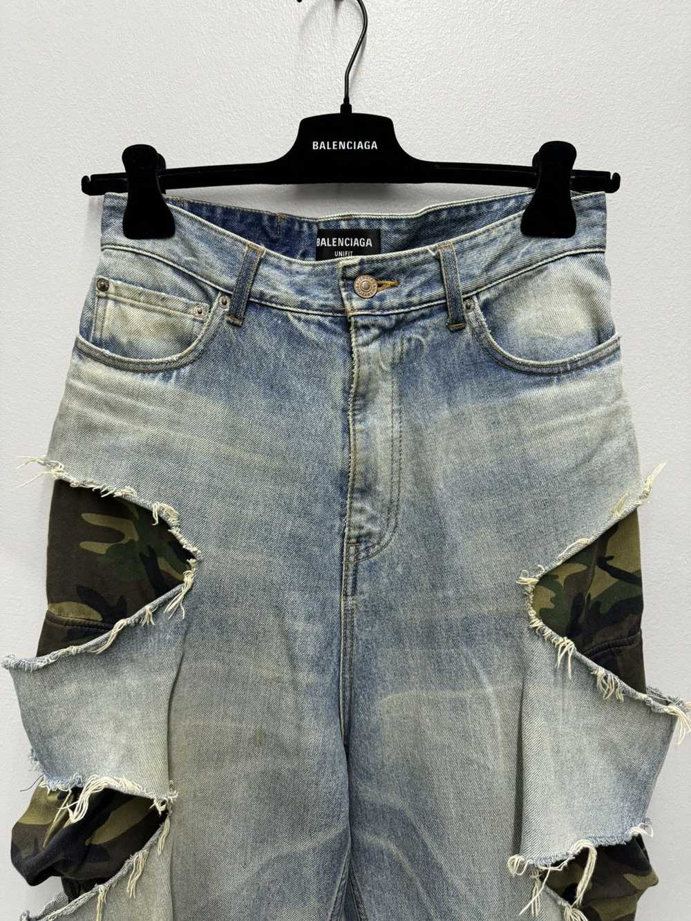 Balenciaga FW21 SLASHED CAMO DENIM JEANS - image 2