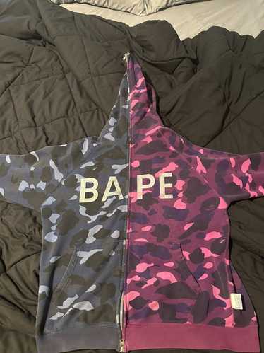 Bape Color Camo Half Split Full ZIp Hoodie