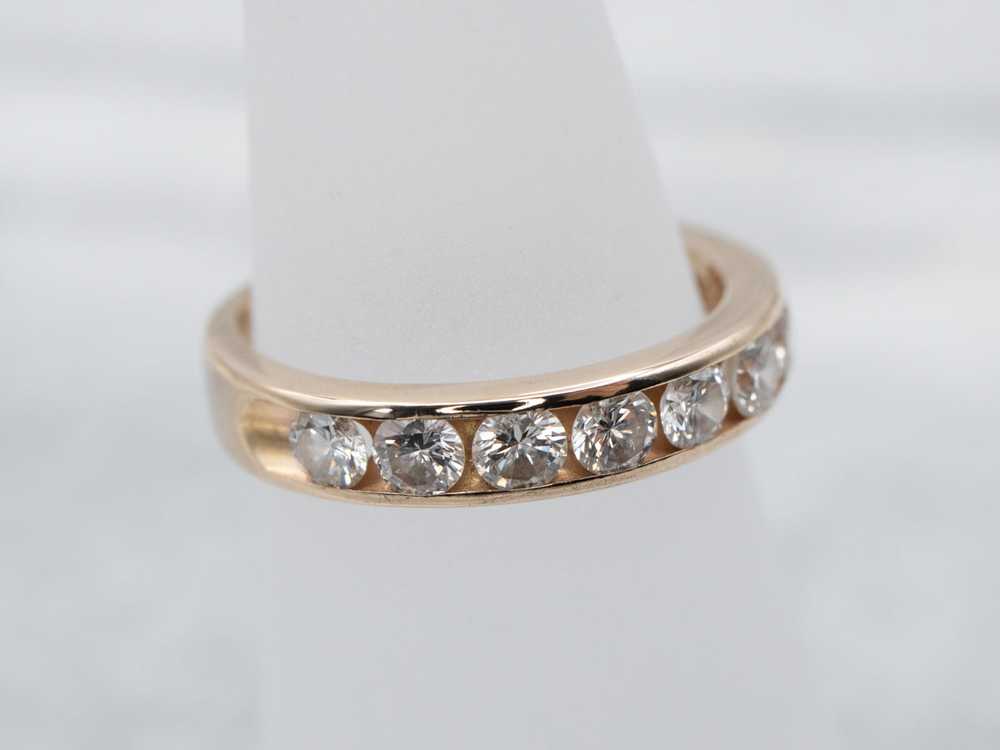 Unisex Channel Set Diamond Wedding Band - image 3