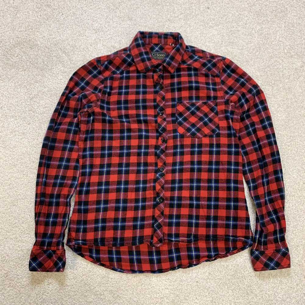 Vintage Ci Sono Women's Red Blue Yellow Plaid Lon… - image 1