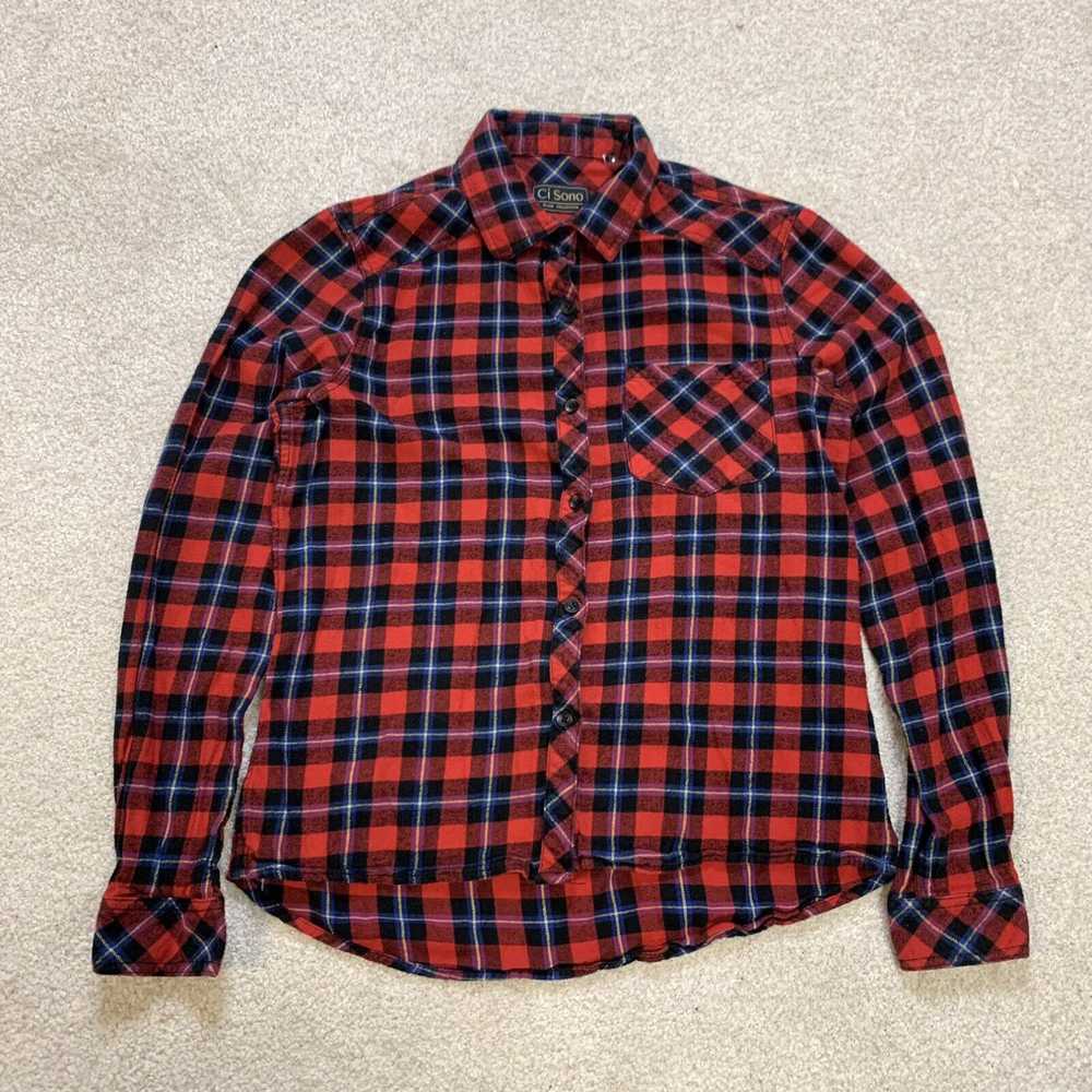 Vintage Ci Sono Women's Red Blue Yellow Plaid Lon… - image 3