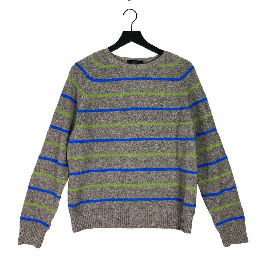 J.Crew J. Crew Wool Sweater Men's L Gray Striped … - image 1