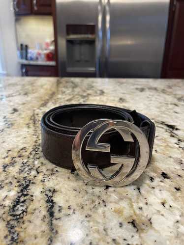 Gucci Gucci Monogram Brown Leather Belt