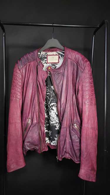 Scotch & Soda Burgundy Cafe Racer Moto Jacket