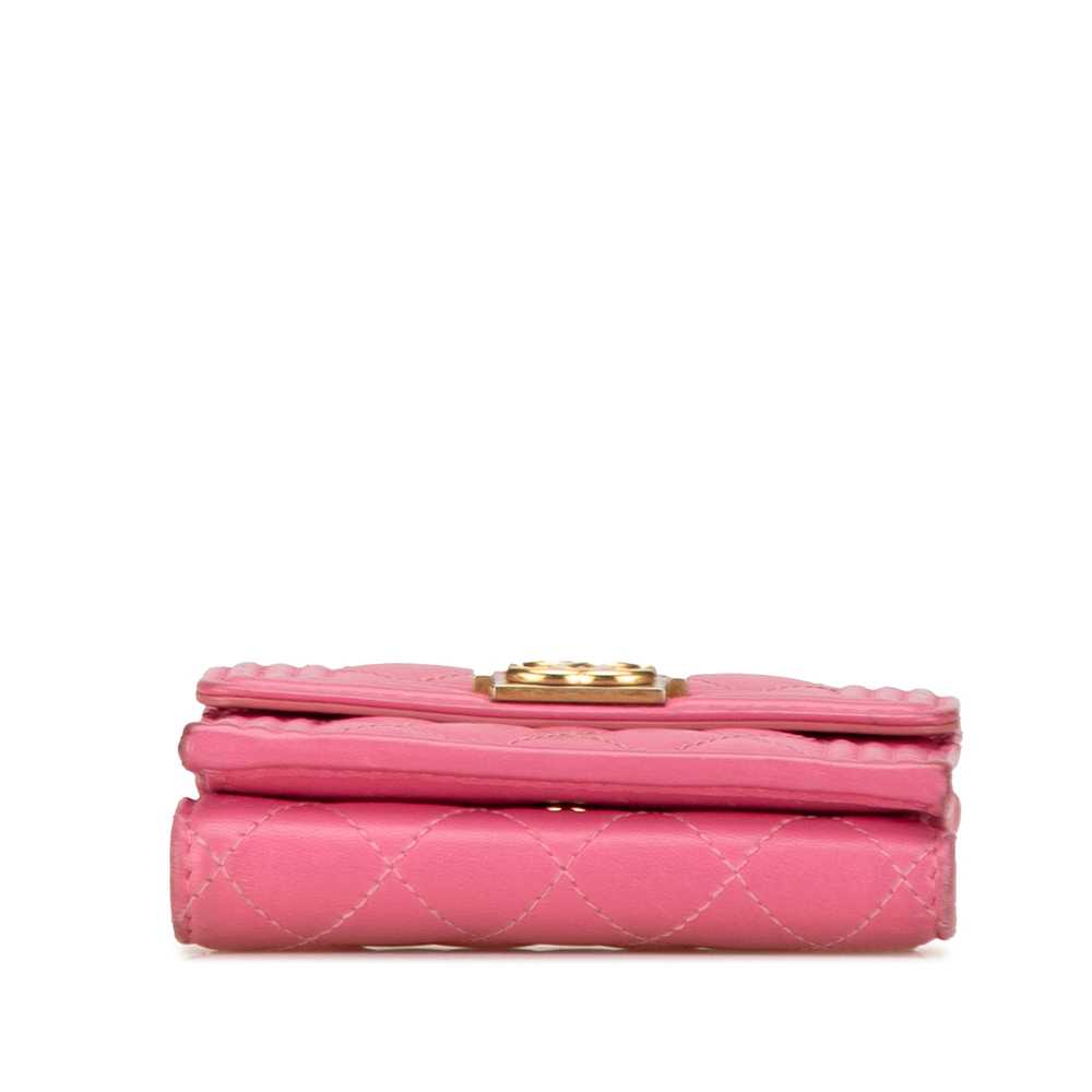 Pink Chanel Lambskin Boy Flap Compact Wallet - image 4