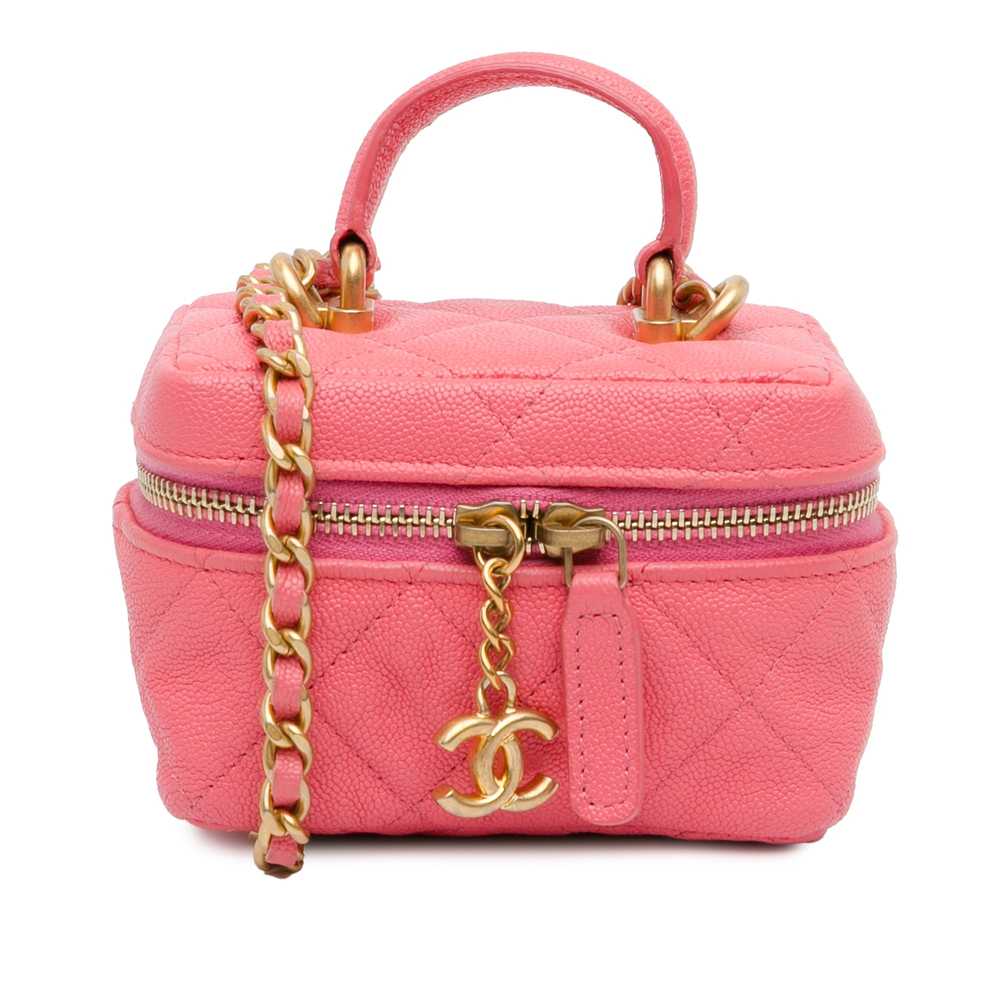 Pink Chanel Micro Caviar Chain Vanity Bag - image 1