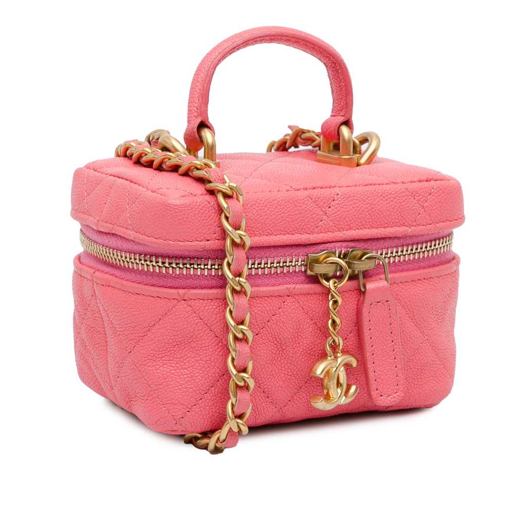 Pink Chanel Micro Caviar Chain Vanity Bag - image 2