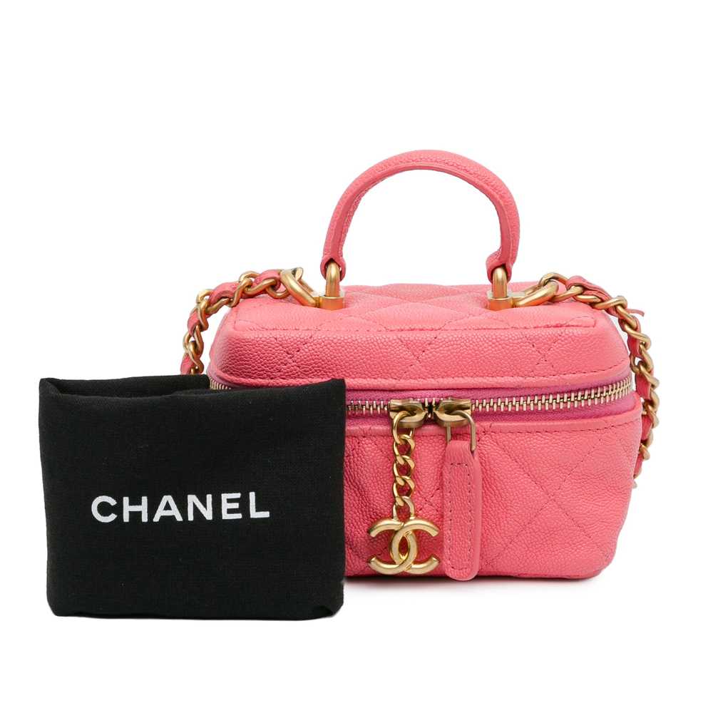 Pink Chanel Micro Caviar Chain Vanity Bag - image 9