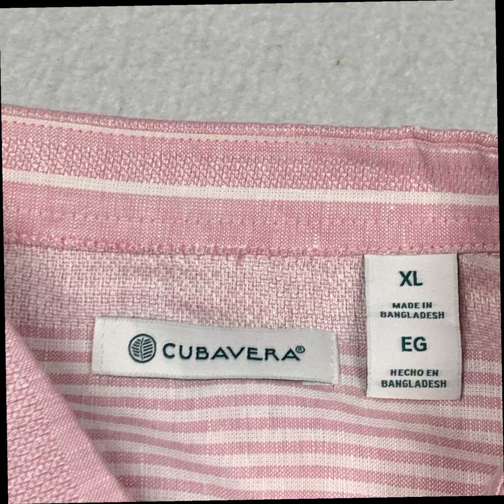 Cubavera Mens XL Pink Striped Linen Cotton Button… - image 3