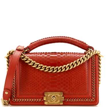 CHANEL Chain Handle Boy Flap Bag Python Old Medium