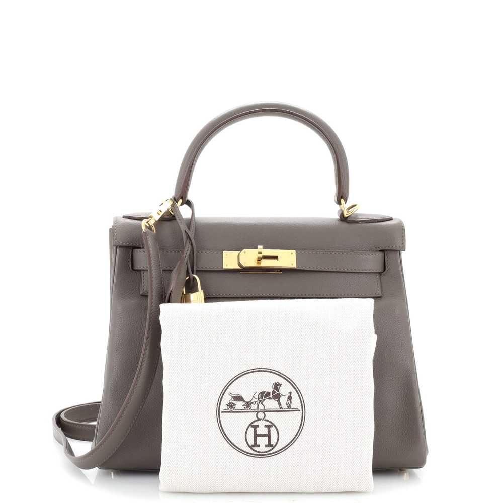 Hermes Kelly Handbag Grey Evercolor with Gold Har… - image 2