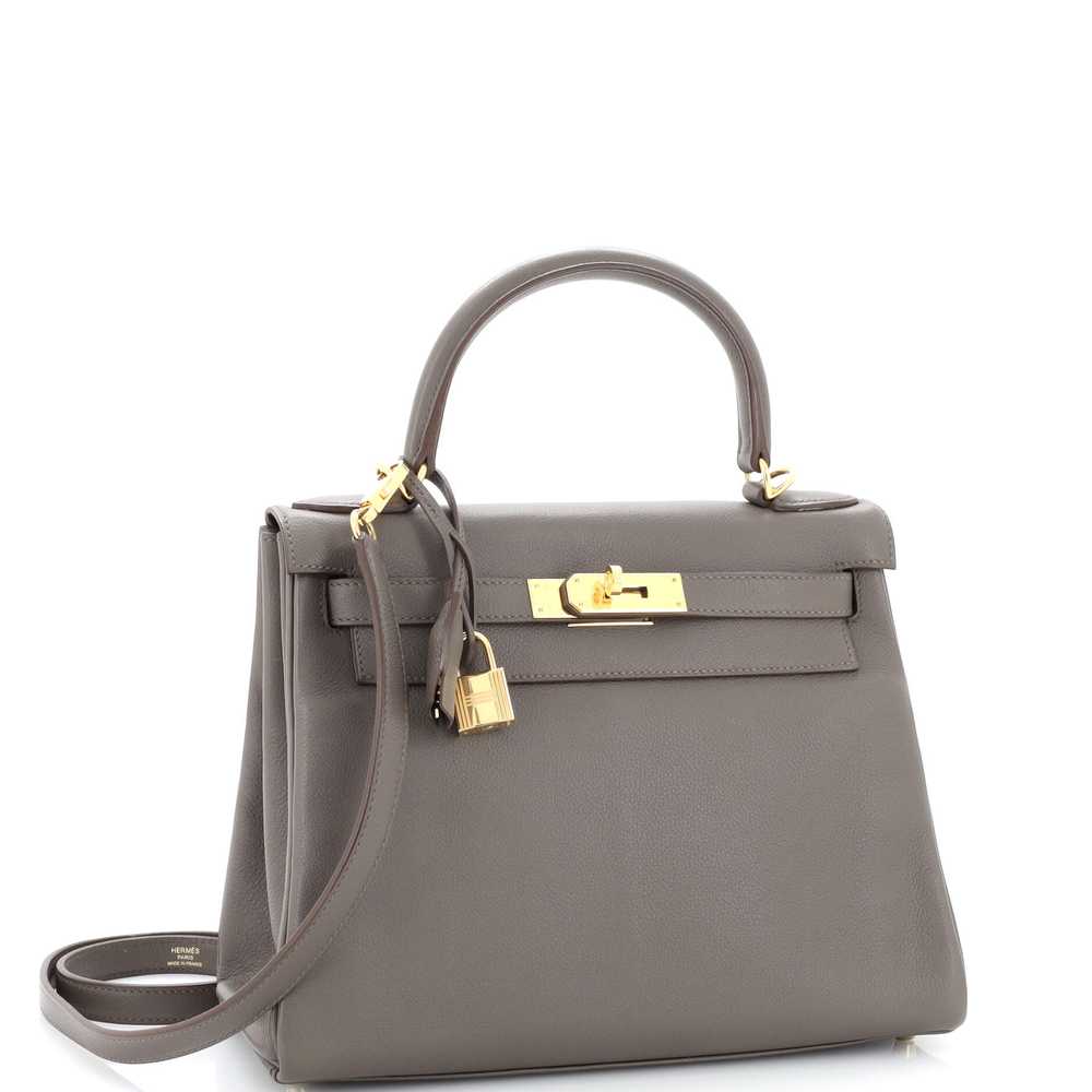 Hermes Kelly Handbag Grey Evercolor with Gold Har… - image 3