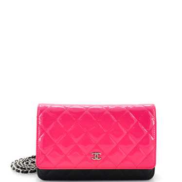 CHANEL Bicolor Wallet on Chain Quilted Patent