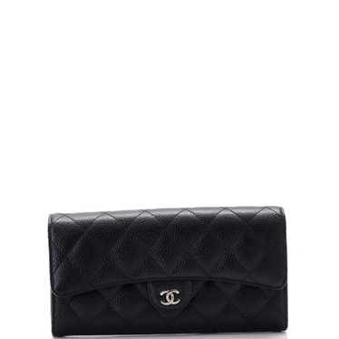 CHANEL CC Gusset Classic Flap Wallet Quilted Cavia