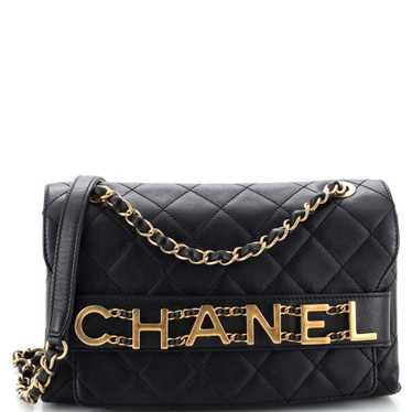 CHANEL Logo Enchained Flap Bag Quilted Calfskin M… - image 1