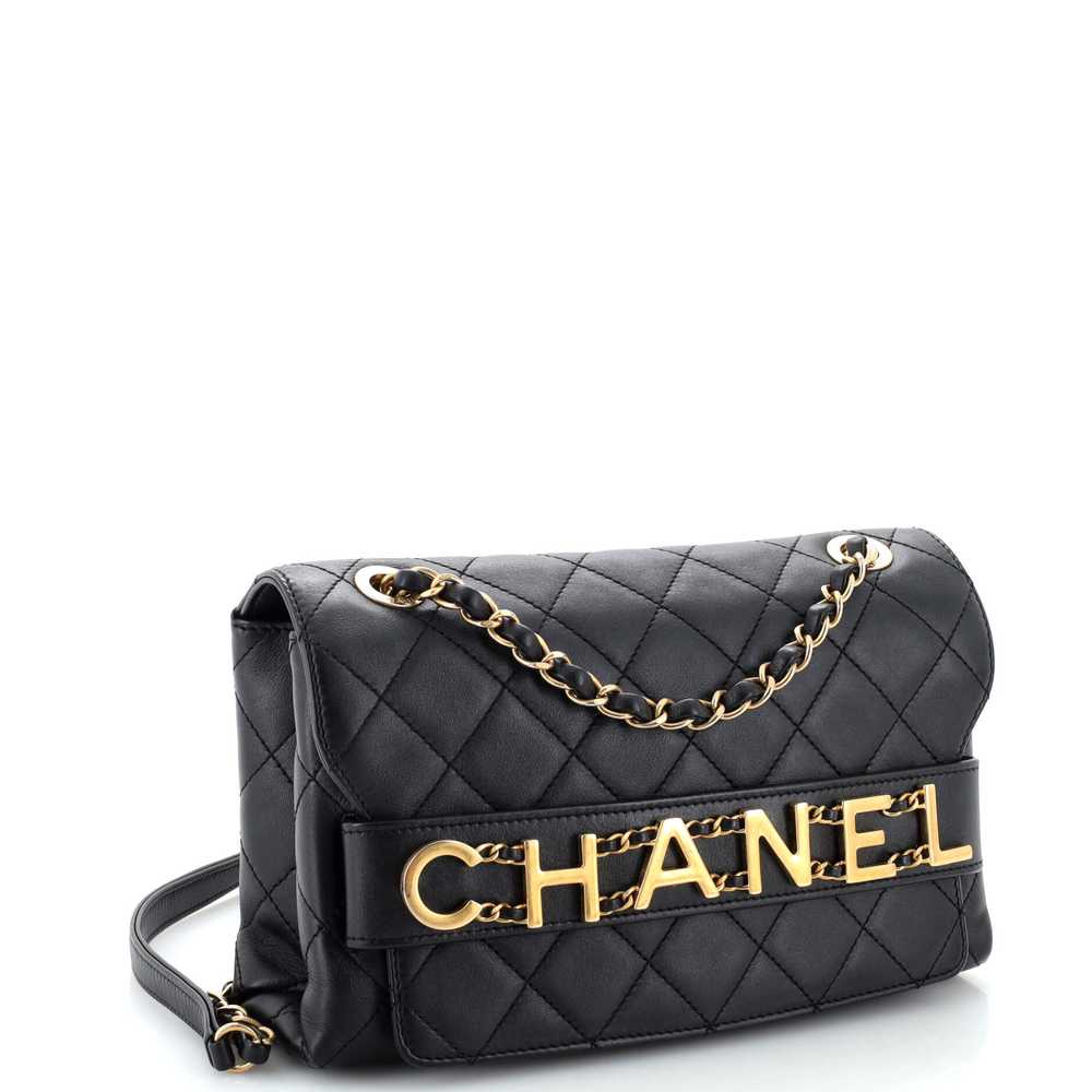 CHANEL Logo Enchained Flap Bag Quilted Calfskin M… - image 2