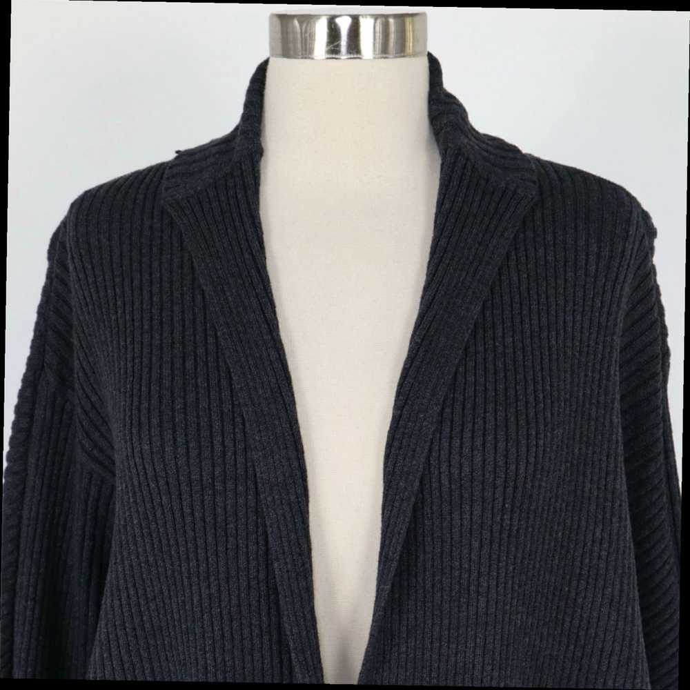 Vintage Small Charcoal Gray Rib Knit Zip Oversize… - image 2