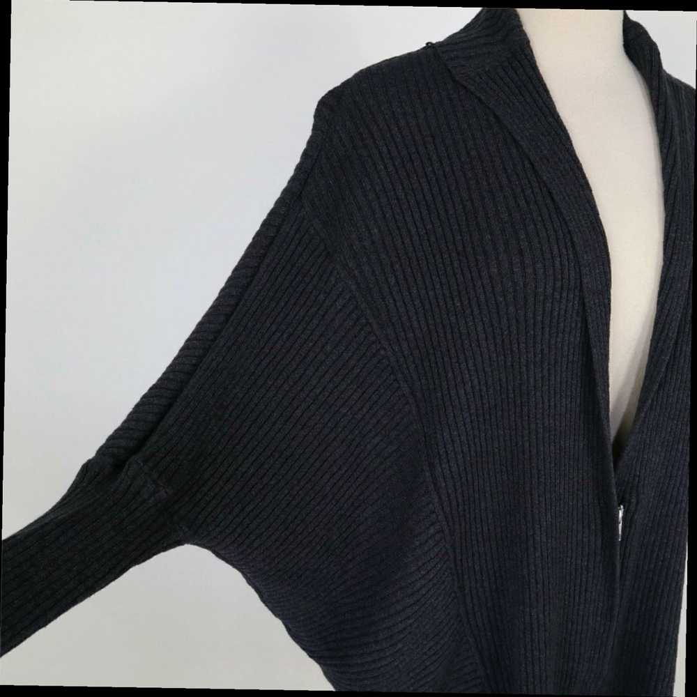 Vintage Small Charcoal Gray Rib Knit Zip Oversize… - image 4