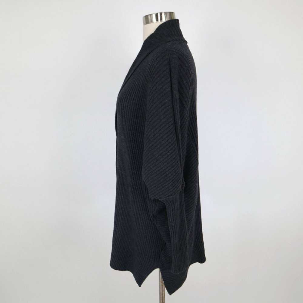 Vintage Small Charcoal Gray Rib Knit Zip Oversize… - image 7