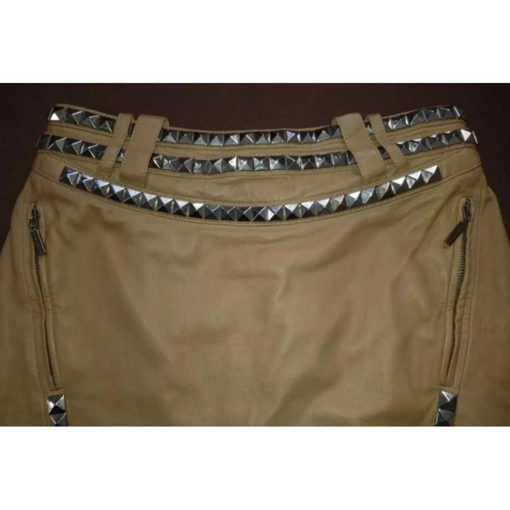 Versace Leather mid-length skirt - image 4