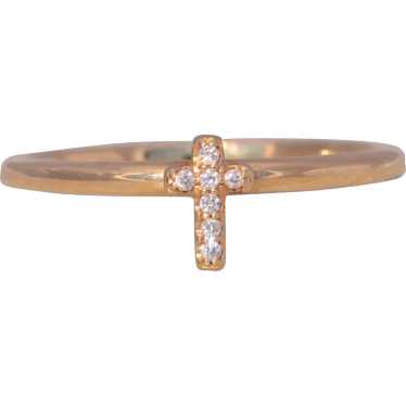 Diamond Cross Ring in Yellow Gold