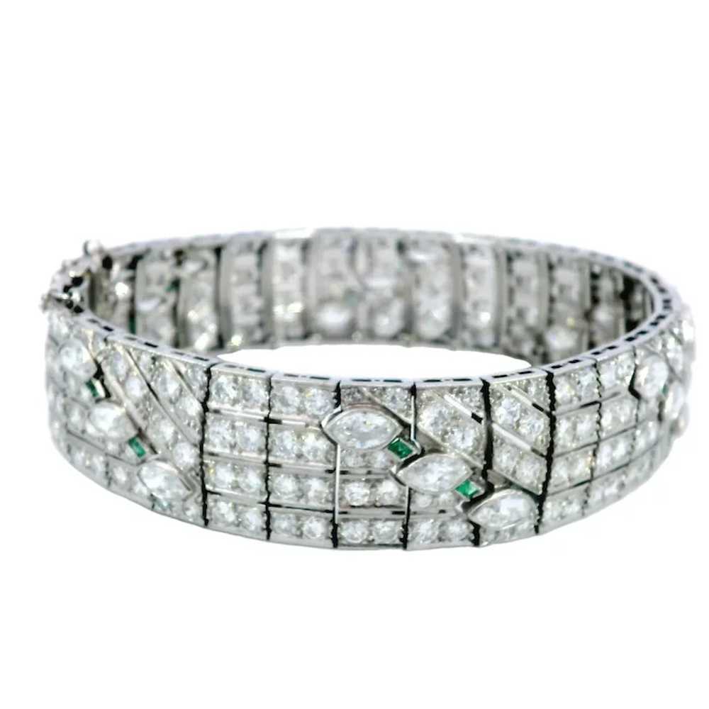 Art Deco Circa 1920 Diamond and Emerald Platinum … - image 2