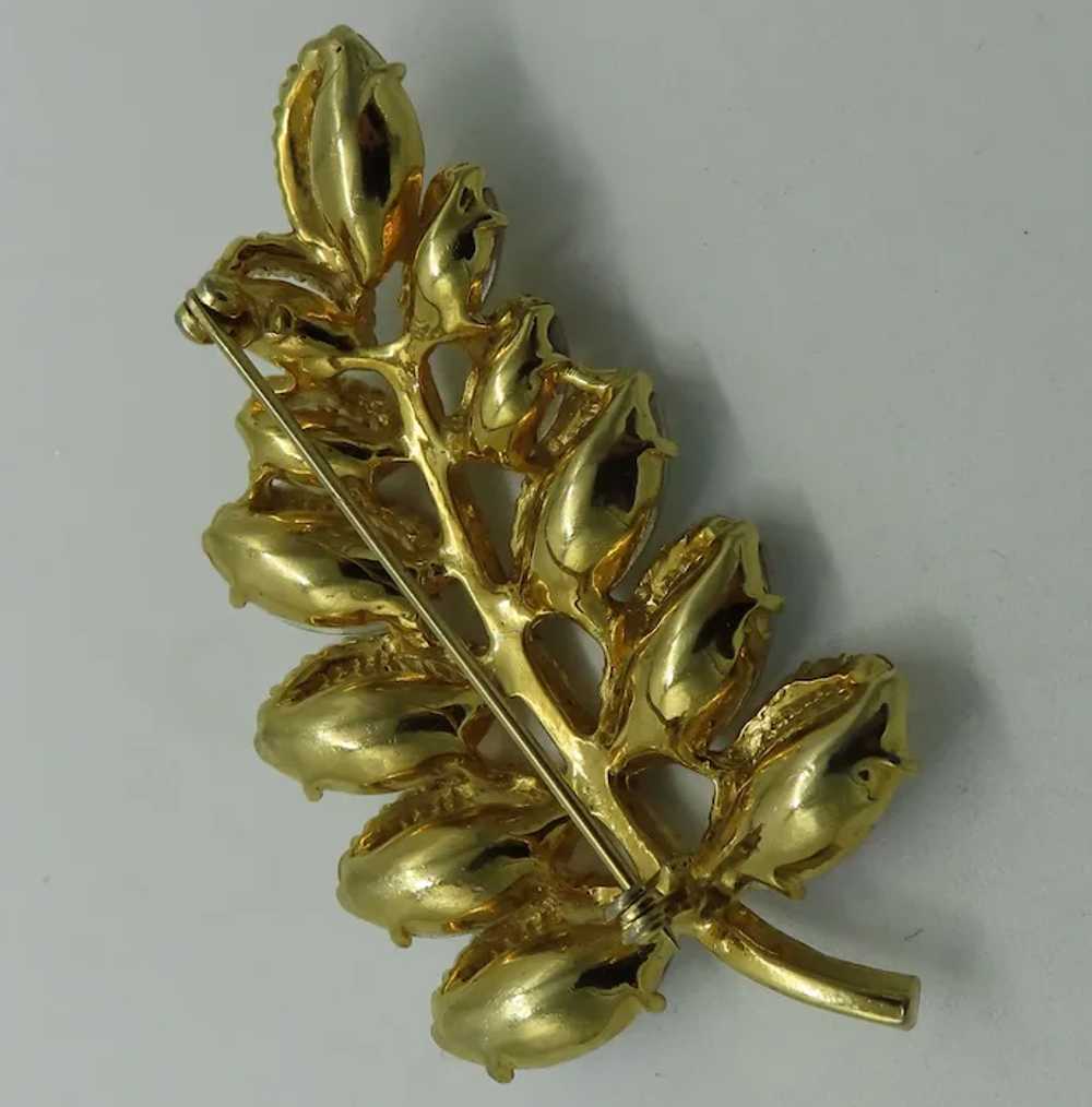 Pretty Aurora Borealis Leaf Brooch Marquise Navet… - image 8