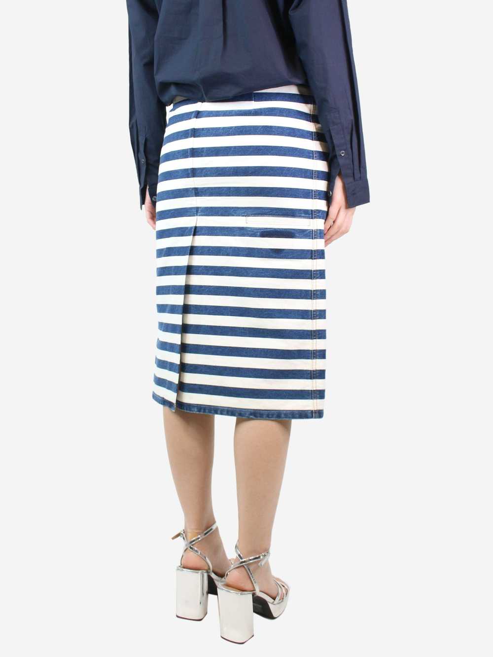 Prada Blue and cream striped denim midi skirt - s… - image 2