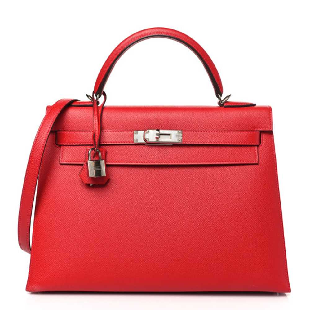 HERMES Epsom Kelly Sellier 32 Rouge Casaque - image 1