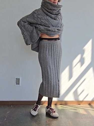 Wool Knit Rib Skirt - Storm