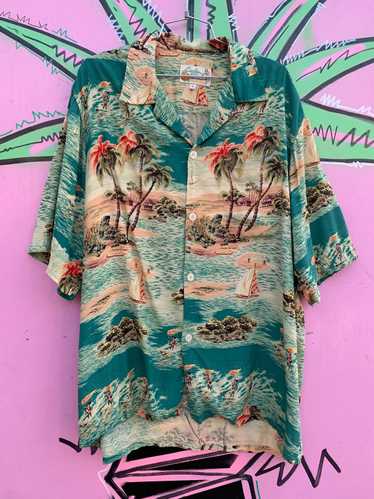 1990S – Y2K MADE IN USA LUCKY BRAND RAYON TROPICA… - image 1