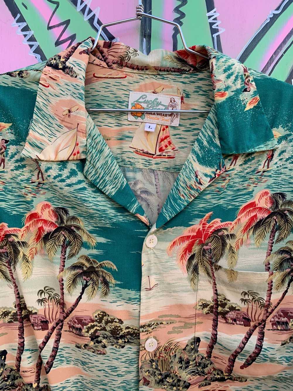 1990S – Y2K MADE IN USA LUCKY BRAND RAYON TROPICA… - image 4