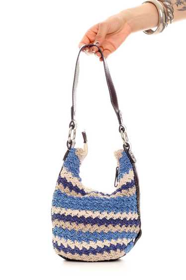 Vintage Y2K Woven Knit Blue Stripe Purse