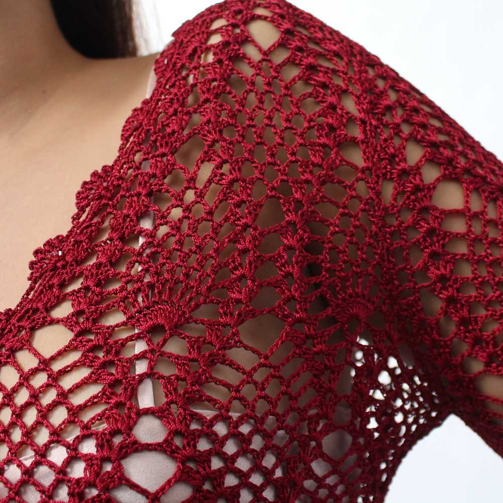 2000s Raspberry Crochet Top - image 3