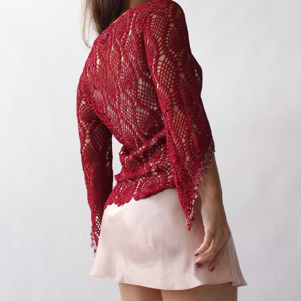 2000s Raspberry Crochet Top - image 4