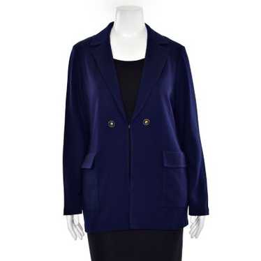 St. John Knits Deep V-Neck Jacket in Navy