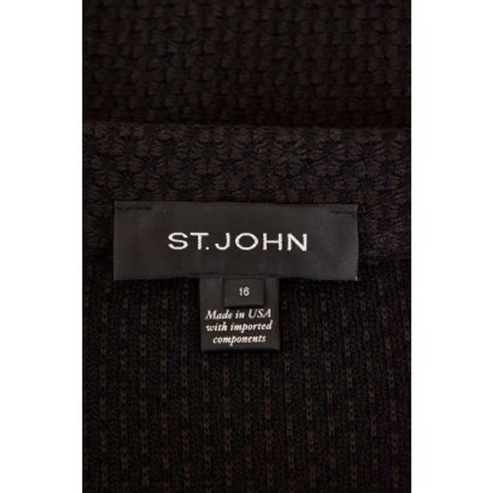 St. John Knits Leather Trimmed Jacket in Dark Bro… - image 7