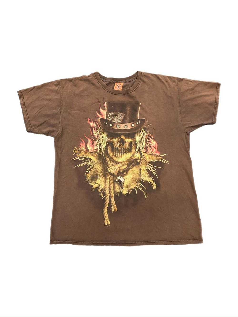 Vintage Y2K Halloween Spooky Scarecrow Tee - image 1