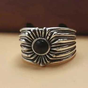 Vintage Ostby Barton Large Sterling store Silver Onyx Pendant Brooch