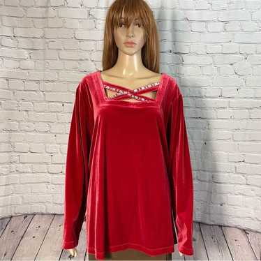 Bob Mackie Bob Mackie Rhinestone Red Velvet Long … - image 1