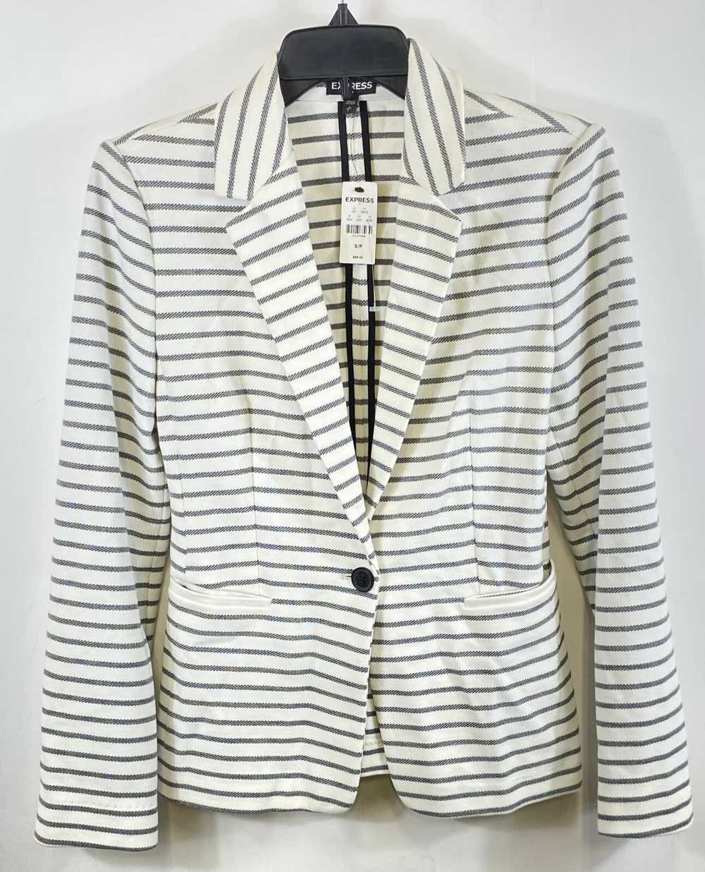 NWT Express Womens White Black Striped Single-Bre… - image 1