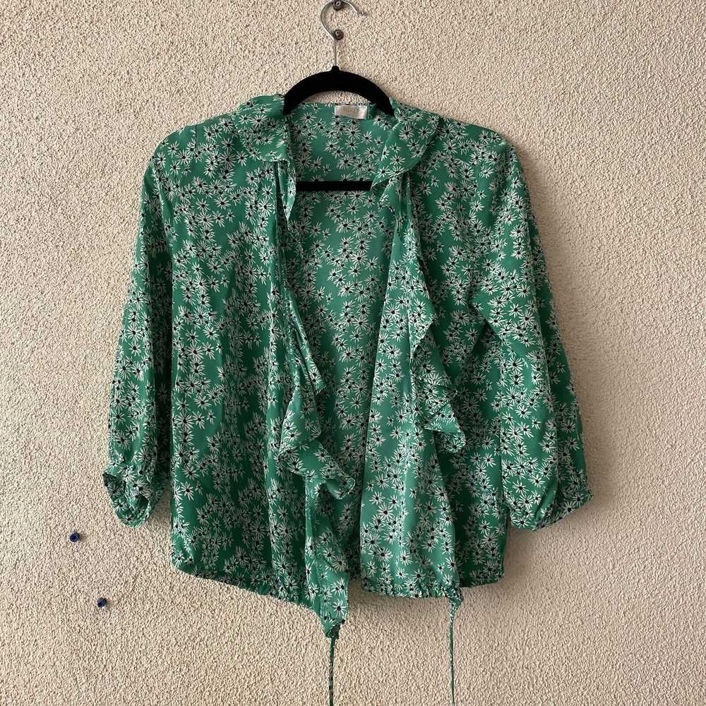 Rixo Rixo Womens Top Green Silk Floral Print Wrap… - image 2