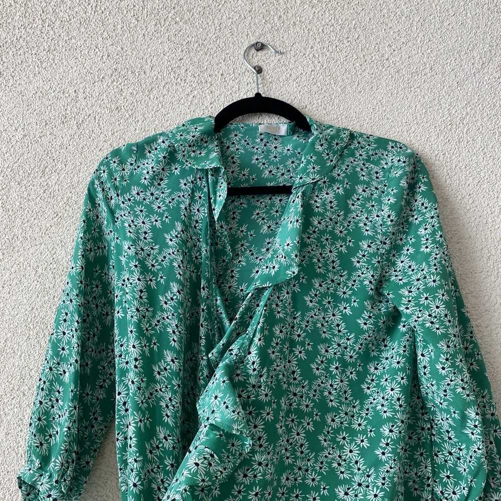 Rixo Rixo Womens Top Green Silk Floral Print Wrap… - image 7