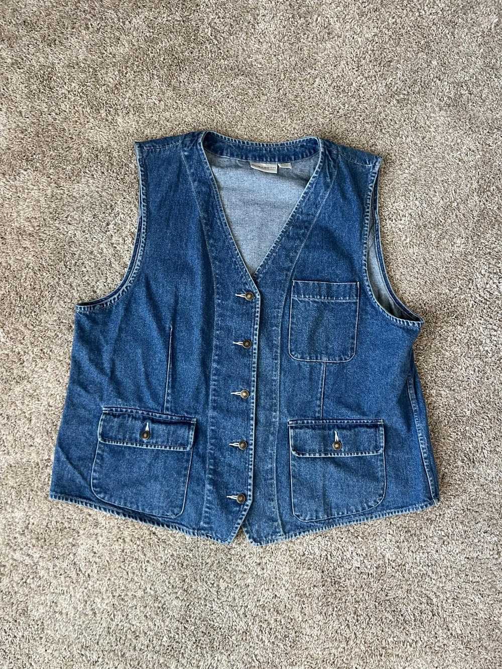 Designer Vintage Denim Jean Utilty Vest Pockets o… - image 8